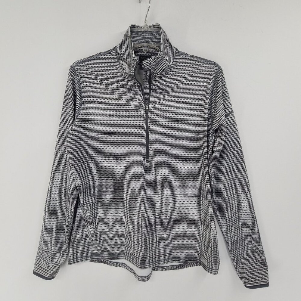 Nike Gray & White Half-Zip Striped Pullover Sweatshirt